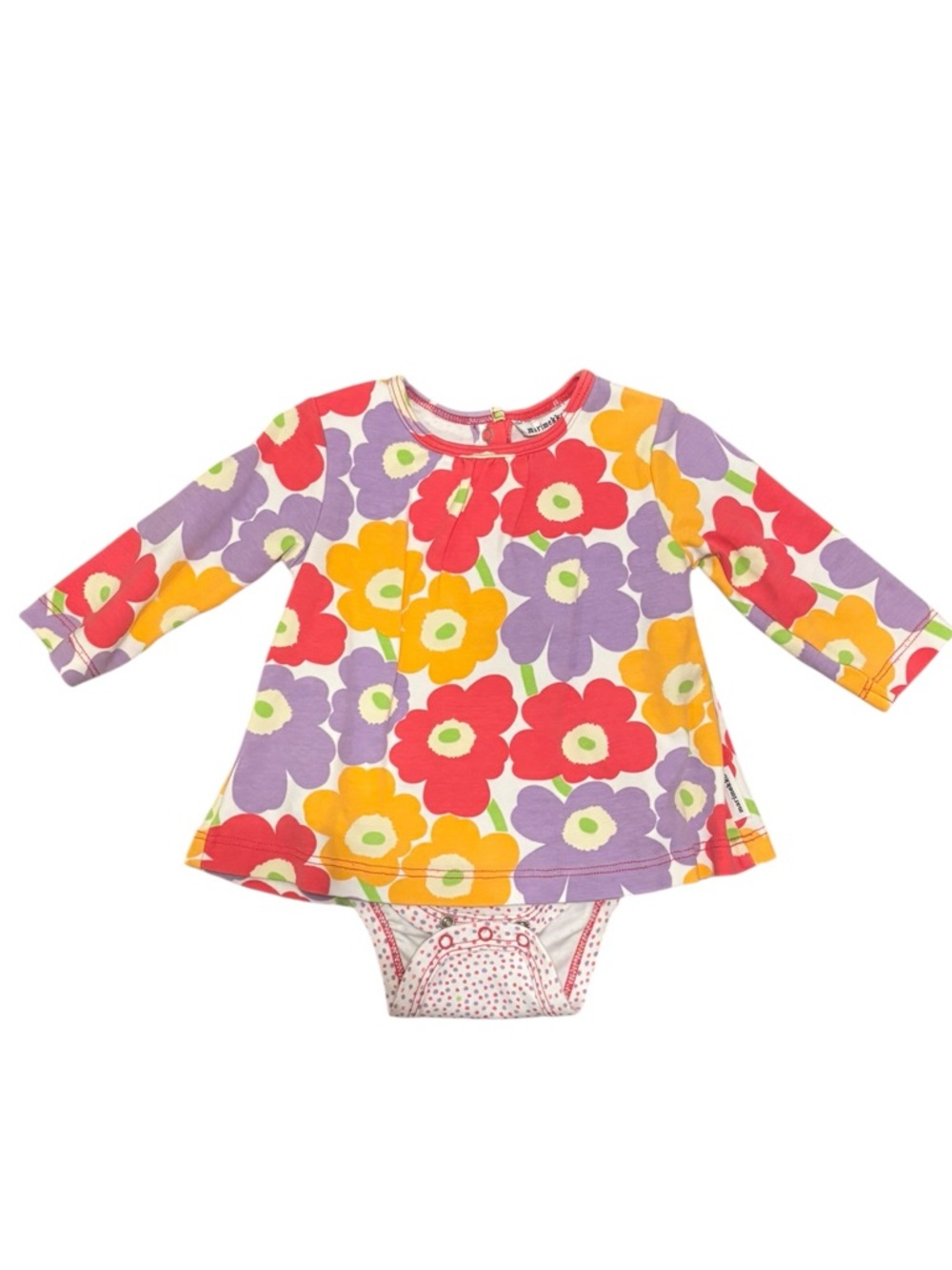 Marimekko 6 mo Coral Floral Baby Dress with Bodysuit